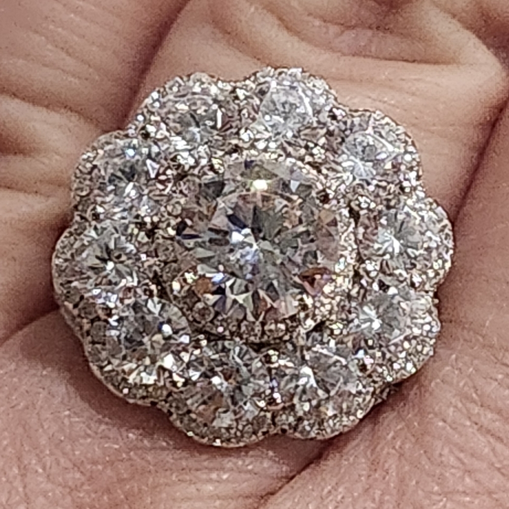NWT JTV Cubic Zirconia Cluster Ring In Sterling Silver Size 5